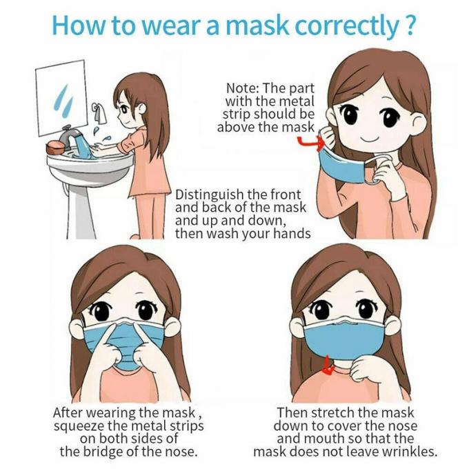 Bleu masque protecteur médical jetable de 3 couches, masque jetable de bouche de la poussière